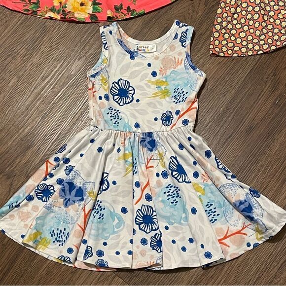 Dot Dot Smile 3 Sleeveless Twirl Floral Pattern Dresses Orange White Blue sz 2T - Picture 2 of 12